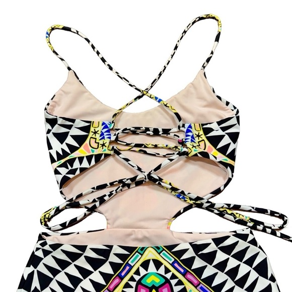 Mara Hoffman Cosmic Fountain Lace Up Cut Out One Piece Swimsuit Bathing Suit - Picture 10 of 15